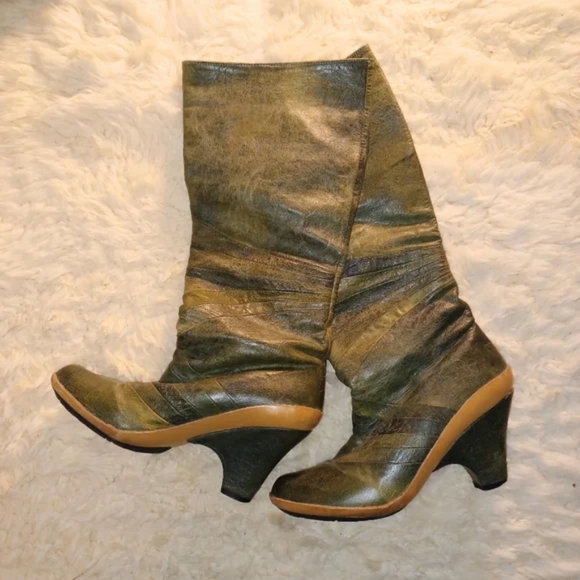 Green vintage Babette heel boots size 9 - Picture 1 of 4